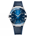 Signature Intégrée 41 – Cadran Soleil Bleu | Boîtier Acier & Lunette Céramique Bleue & Bracelet Cuir