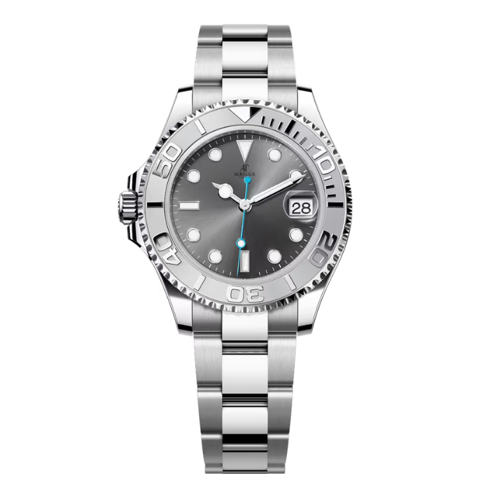 Sport 37 – Cadran Rhodium | Bracelet en Acier & Lunette Rotative Mate