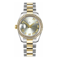 Classique 41 – Slate Cadran Gris | Bracelet Acier & Ton Or & Lunette Diamant