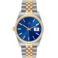Classique 36 – Cadran Bleu | Bracelet Acier & Ton Or & Lunette Cannelée